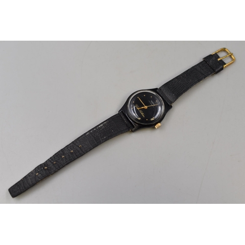 86 - ruhla Golden Collection 1970s / 80s East German Gents Watch with Leather Strap (Working)