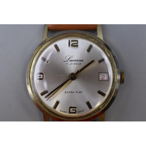 87 - Lucerne 17 Jewels Mechanical Gents Watch (Working)