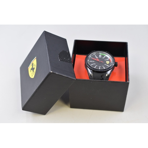 102 - Ferrari Scuderia Red Rev Quartz Gents Watch Complete with Box and Booklet