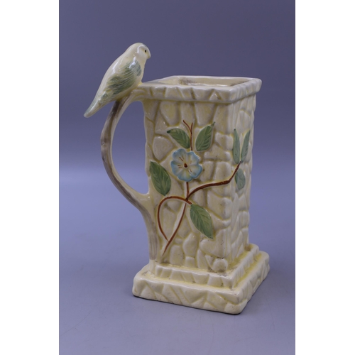 375 - Paramount Pottery Company Art Deco Floral vase with Bird themed Handle (9.5