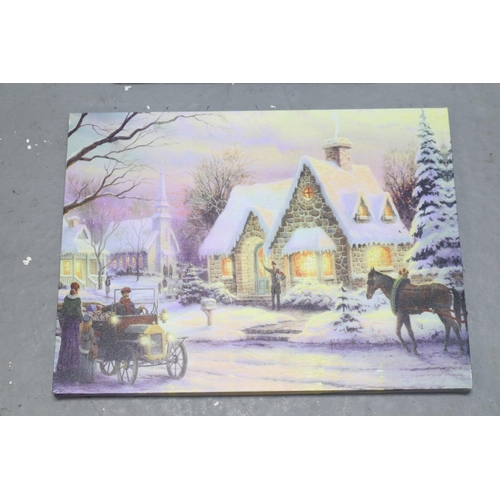 909 - Selection of light up Christmas themed canvas's (some work others flicker, as found)