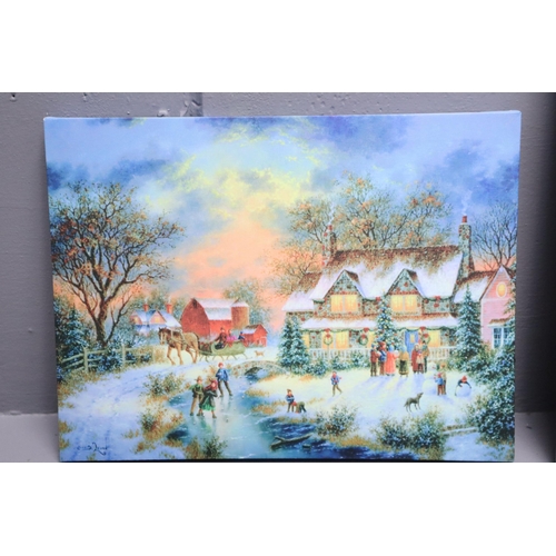 909 - Selection of light up Christmas themed canvas's (some work others flicker, as found)