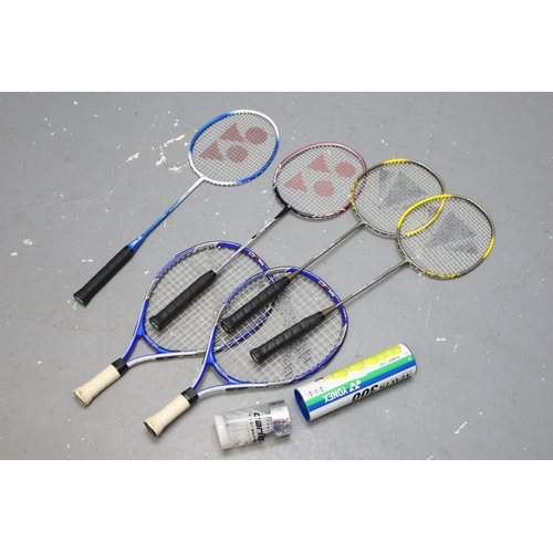 903 - Selection of Good Quality Badminton and Tennis Rackets Together with Shuttle Cocks