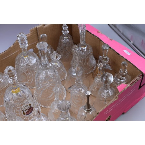 912 - A Selection of Twenty Eight Collectable Glass and Crystal Bells. Includes Killkarney Crystal, And Ot... 