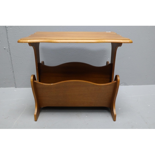 747 - A Vintage Teak Magazine Rack, A 1960's Coffee Table with ladder rack under Shelf sitting on castors ... 