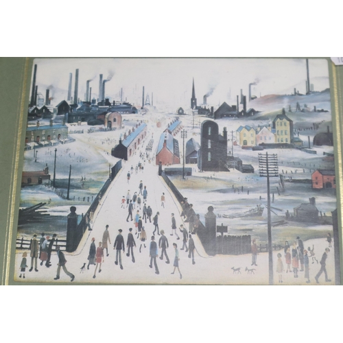 826 - Five Framed and Glazed Prints To Include Three Lowry Prints (The Canal, Canal Bridge, And VE Day Cel... 