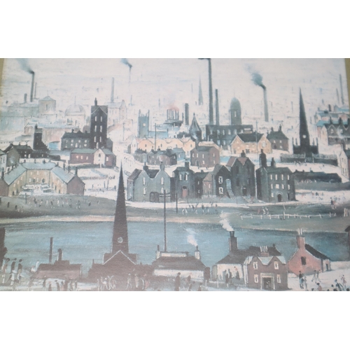 826 - Five Framed and Glazed Prints To Include Three Lowry Prints (The Canal, Canal Bridge, And VE Day Cel... 