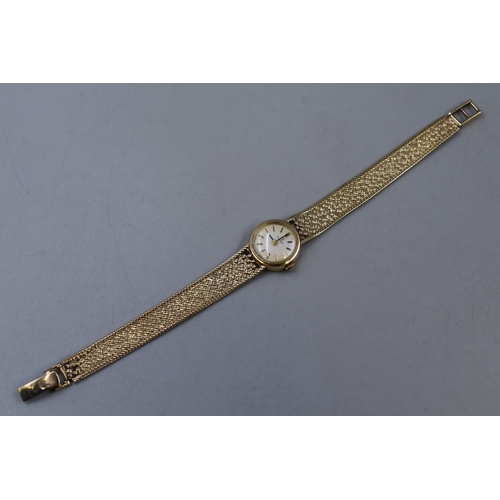 62 - An Omega 9ct Gold Cased and Strap Ladies Mechanical Watch, With Presentation Box. Approx 19.5g