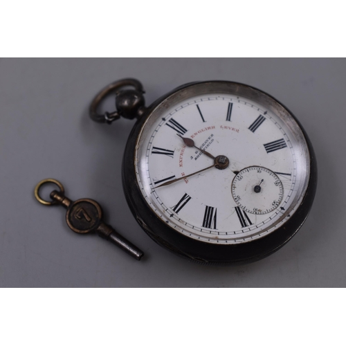 A Hallmarked Errington Watch Company Birmingham J G Graves Victorian Pocket Watch (Circa 1901), In Working Order. With Key