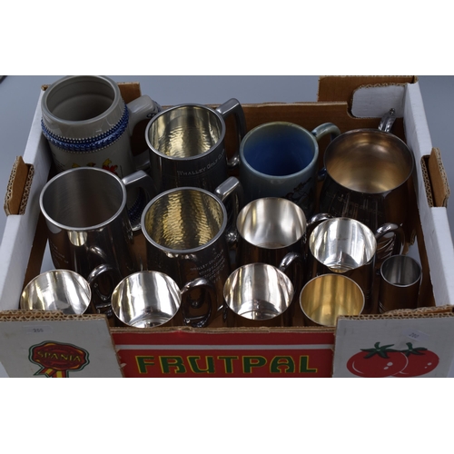 814 - Selection of 12 Tankards including Walker & Hall, Silver Plated, English Pewter and More