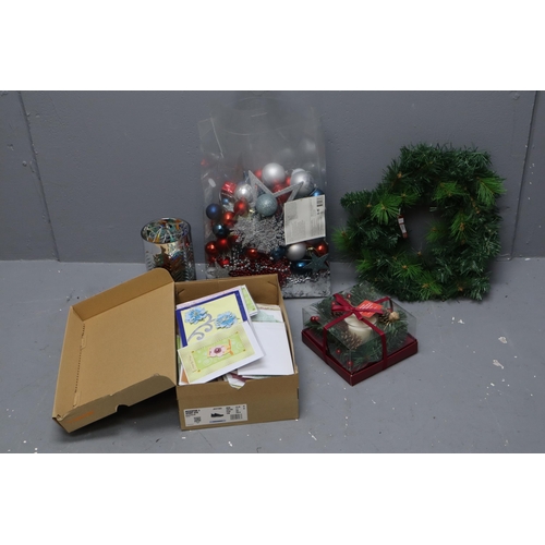 851 - Large Mixed Lot of Christmas Items to include New cards, Lights, Candle Set, Baubles and more