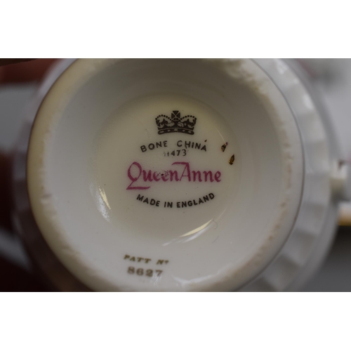 417 - Approx 23 Pieces of Queen Anne Fine Bone China Tea / Coffee Cups, Side Plates, Jug and Saucers. AF