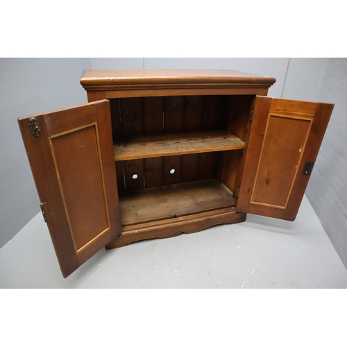 608 - Two door solid oak antique cabinet (38