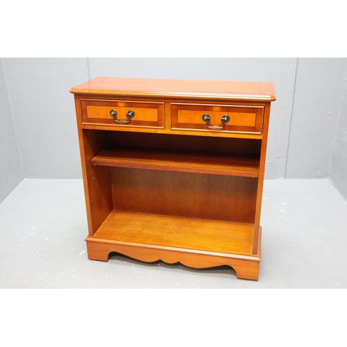 639 - Teak effect side unit with one shelf and two drawers (30