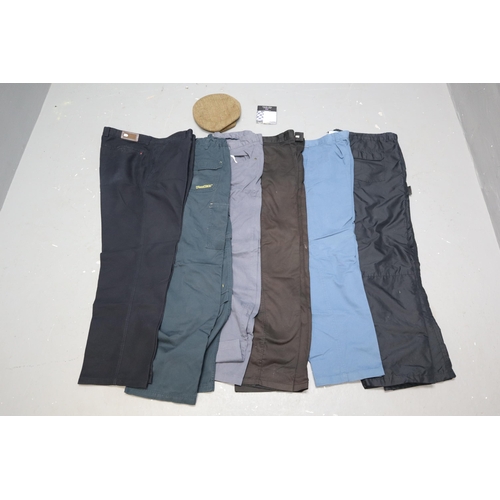 774 - Six Pairs of Gents Trousers with Cap and Hankies (Sizes 38