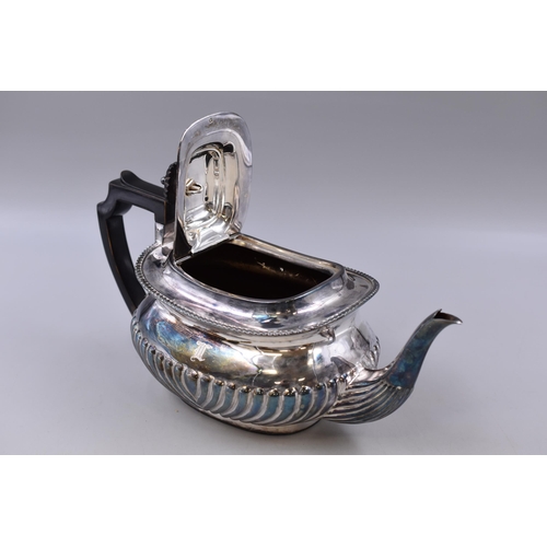 35 - Hallmarked Sheffield Circa 1900 Ebony Handled Teapot (643 grams)