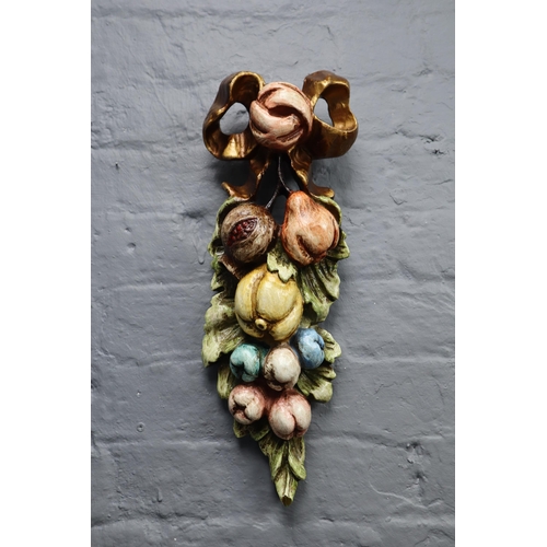 412 - Italian Hand Painted Carved Fruit themed Wall Hanging (20