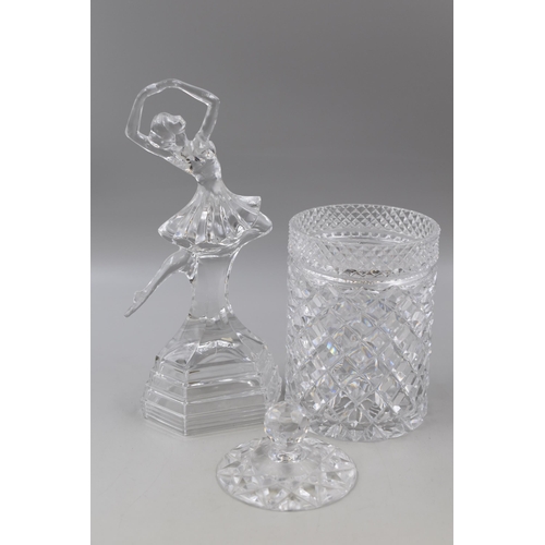 348 - Two Pieces of Crystalware To Include RCR Ballerina Figure, And Lidded Bon-Bon Jar. Ballerina is Appr... 