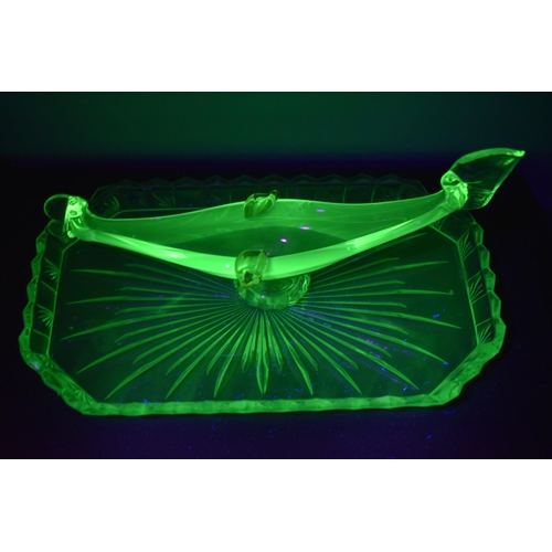 385 - Two Uranium Glass Items to Include Gondola Boat and Tray