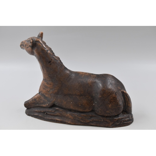 389 - A Carved Soapstone Horse Statue, Approx 20cm Tall. AF