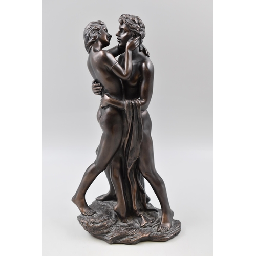 390 - A Bronzed Crosa 2002 Two Lovers Statue, Approx 34cm Tall