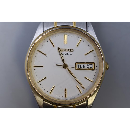 128 - Seiko Quartz Day / Date Gents Watch (Working)