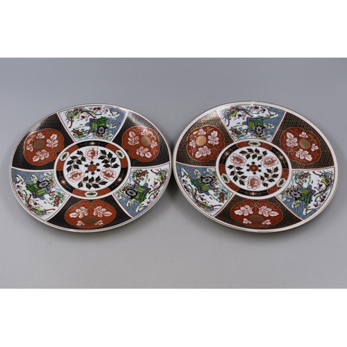 530 - Two vintage round Japanese Imari plates, 10