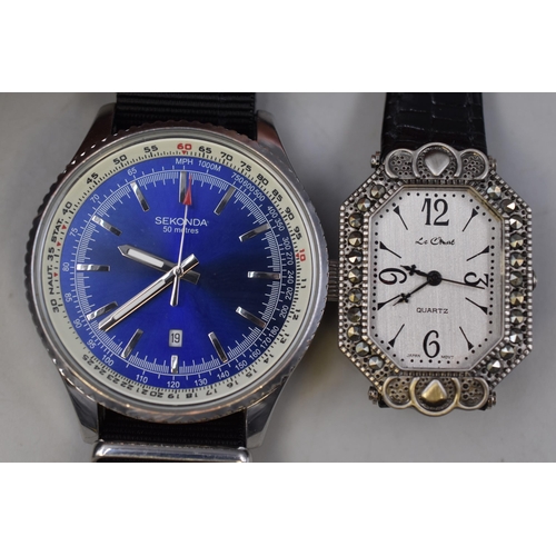 133 - Two Working Watches to include a Sekoda 1575 Blue Dial Divers Style Water Proof Watch and a Ladies W... 