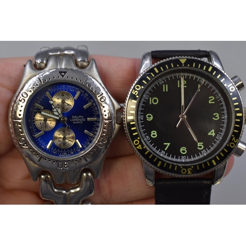 134 - Two Gents Quartz Watches To Include Ralph Lorenzo, And Eaglemoss 1970's Airman. Working