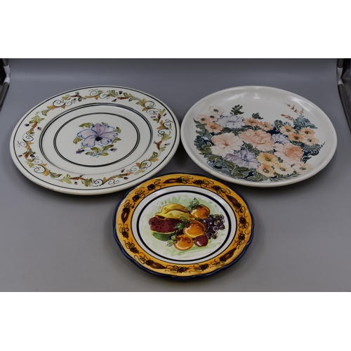 538 - Three Spanish wall plates, the biggest being (14