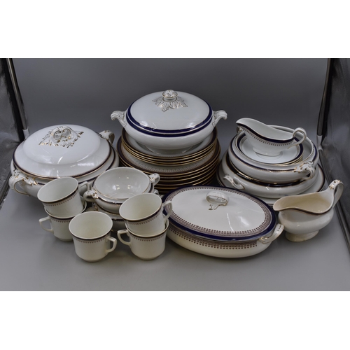 544 - 33 pieces to include, Booths, Bleu De Roy, Ridgeways and Spode. Plates, gravy boats, cups, Tureens, ... 