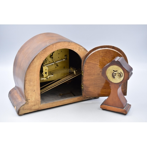 798 - Two Art Deco Mantle Clocks To Include German Inlaid Wooden Mantle Clock (Approx 19cm Tall, Working),... 