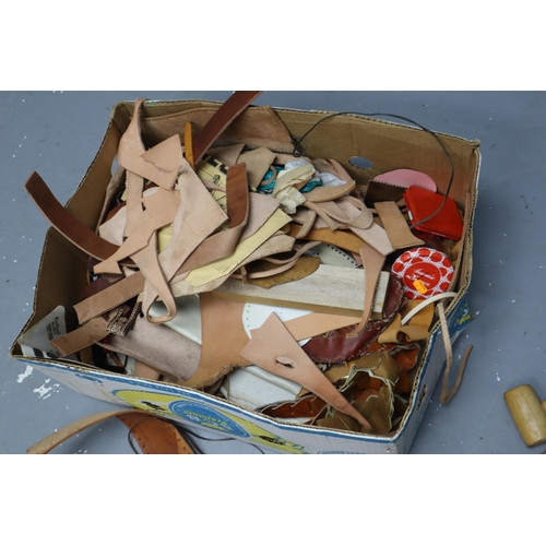 867 - A Large Leathercrafting Lot To Include Various Tools and Leather Pieces (Various Sizes and Colours)