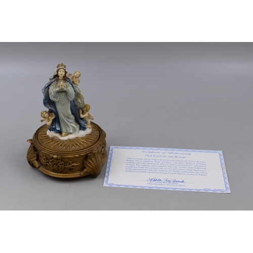 328 - Franklin Mint 'Our Lady of the Rosary' by Riccardo Bianchi Sculpture which Contains Rosary Beads wit... 