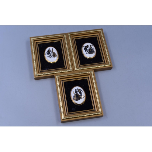 335 - Three Staffordshire Bone China Silhouettes in Gilt Framed Mounts