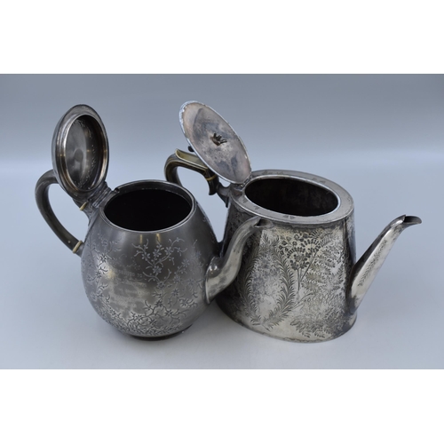 290 - Two Antique Metalware Teapots To Include Pewter Shaw & Fisher Teapot, And Silver Plated Art Nouv... 