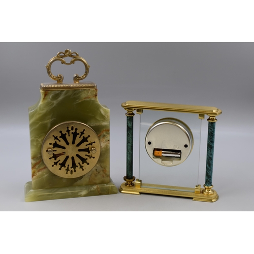 296 - Two Nice Quality Mid Century Quartz movement Mantle Clocks to include a Marble Cased Italian Tel Art... 