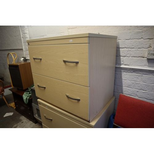 551 - High Quality Sturdy Office Grade Oak Effect Two Drawer Unit Local Delivery Can Be Arranged for a Fee... 