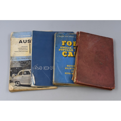 227 - Four Classic Car Manuals To Include Morris Marina, Austin A30/A35, Ford Anglia, And The Standard Eig... 