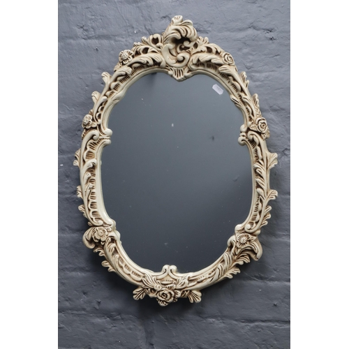 491 - Vintage Ornate Ceramic Framed Wall Mirror (24