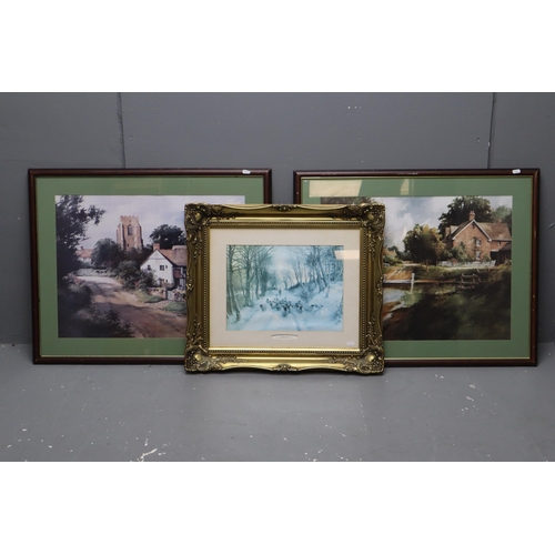 514 - Two Ian Ramsey Countryside Prints in Matching Framed and Glazed Mounts and Evening Glow by Joseph Fa... 