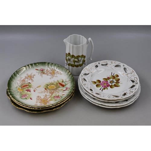 541 - Mixed Lot of Early 19th Century Collectors Plates and a Milk Jug to include Victoria Karlsbad, GTM C... 