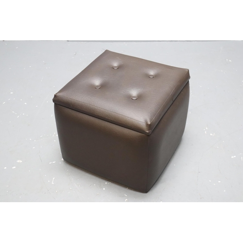 561 - Brown Faux Leather Stool / Pouffe Box (16