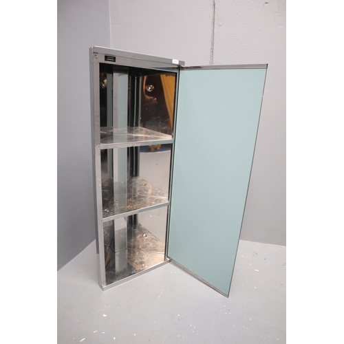 656 - A Chrome Corner Mirror Door Bathroom Wall Mounted Cabinet, Approx 78cm Tall