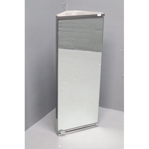 656 - A Chrome Corner Mirror Door Bathroom Wall Mounted Cabinet, Approx 78cm Tall