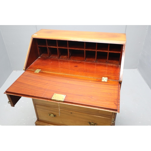 689 - Midi Sized Mid Century Three Drawer Writing Bureau complete with Key, 34