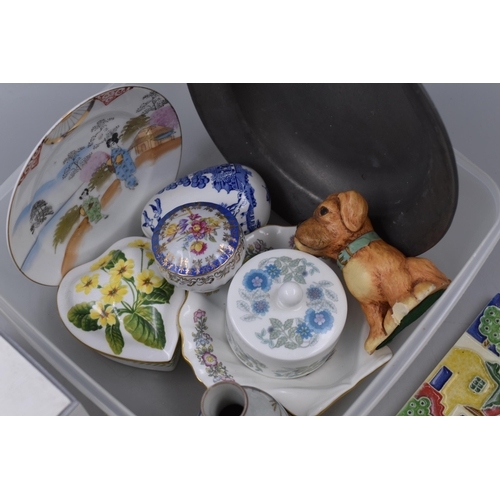 829 - Selection of Pottery includes Trinket Dishes, Japenese Plate, Pewter Plate and Other