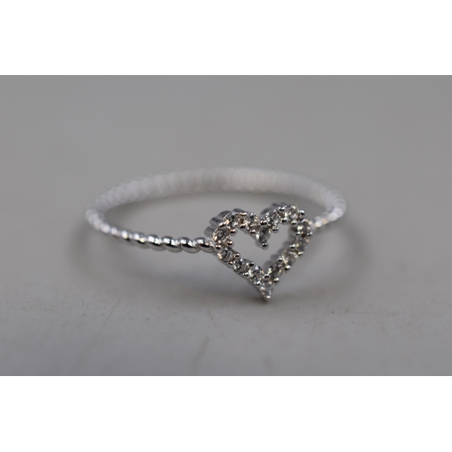 9 - Silver 925 Heart Ring, Size P, Complete in Presentation Box