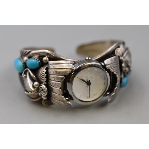 27 - Liberty 1911 ladies watch sterling silver 925 and turquoise band floral design