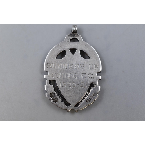 38 - A Hallmarked Deakin & Francis Ltd Birmingham Silver Football Fob Medal, 'Runners Up Chute FC, 19... 